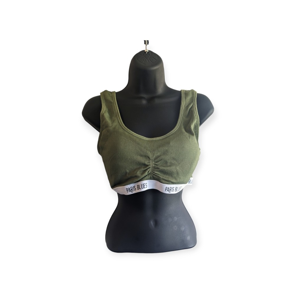 Paris Blues Sports Bra Comfort Removable Pads Green 1X
